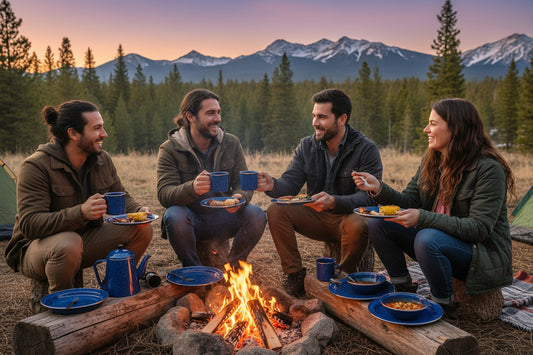 GSI Outdoors Pioneer Enamel Camp Table Set for 4