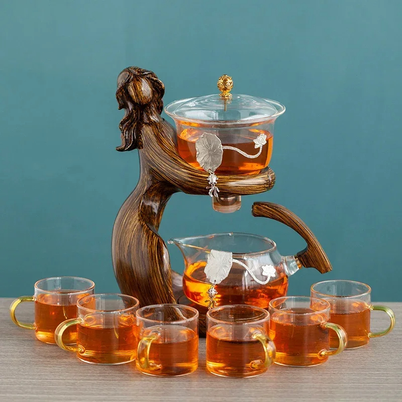 Semi-Automatic Glass Kung Fu Tea Set with Infuser