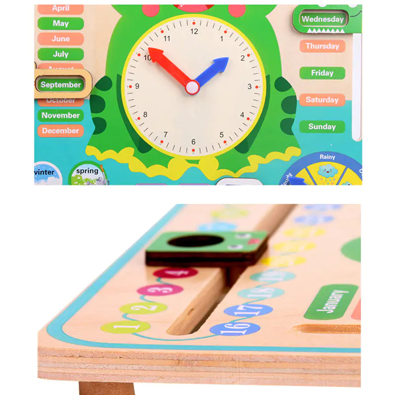 7-in-1 Standing Weather Calendar Clock for Kids