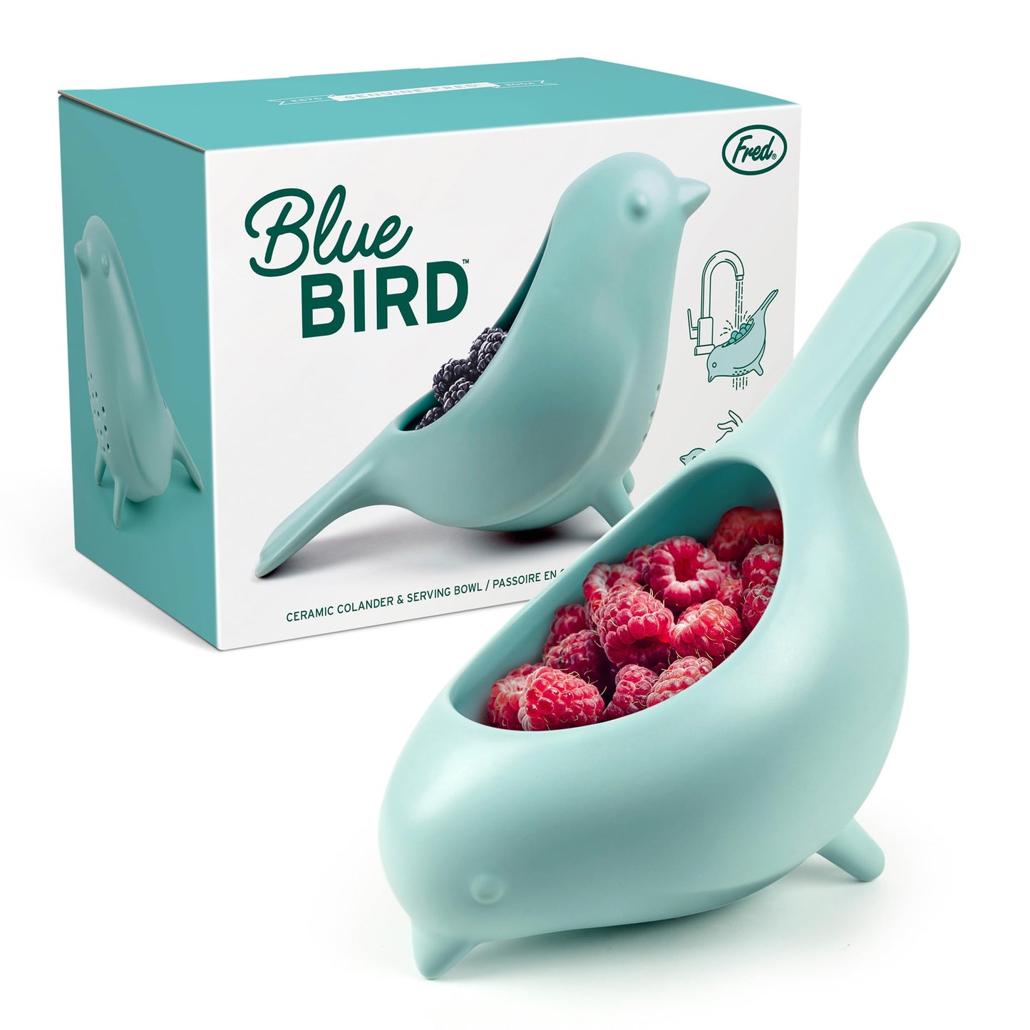 Genuine Fred BLUE BIRD Ceramic Colander