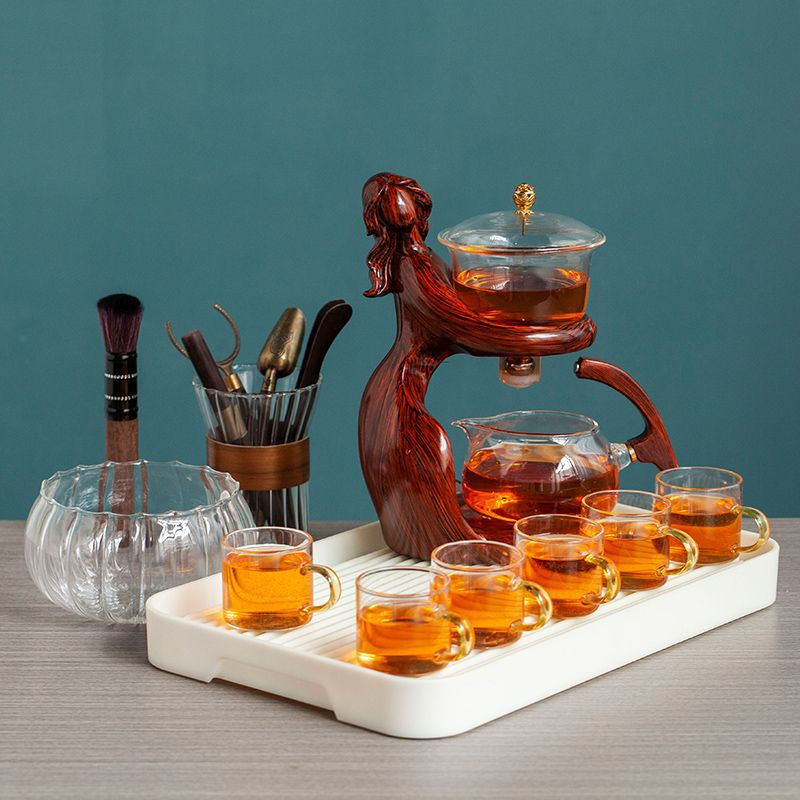 Semi-Automatic Glass Kung Fu Tea Set with Infuser