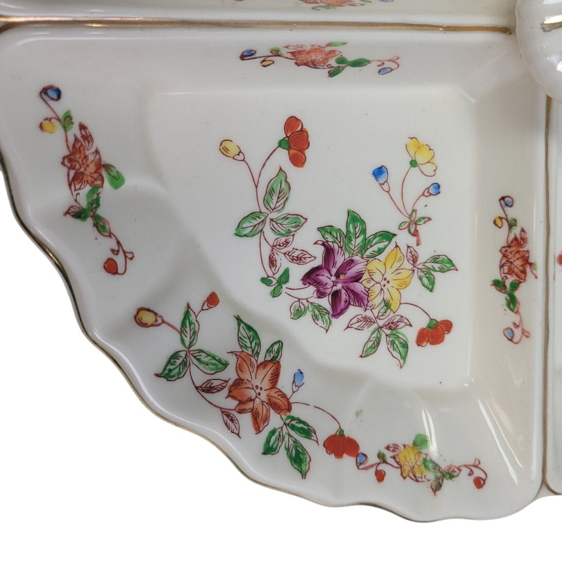 Floral Hand Painted Divided Plate Dish
