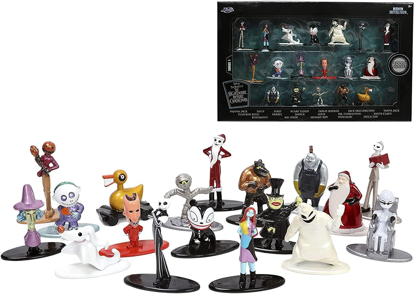 Tim Burtons The Nightmare Before Christmas Set of 18 Diecast Figurines Nano Metalfigs" Series by Jada"