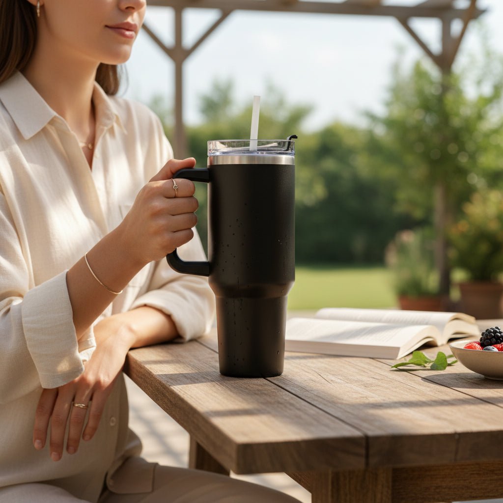 Engraved Leopard Print 40 oz Tumbler with Handle and Straw Lid