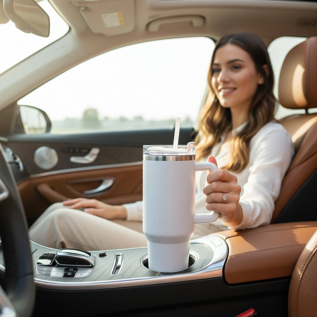 Engraved Leopard Print 40 oz Tumbler with Handle and Straw Lid