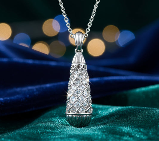 Enmesh White Crystal Drop Pendant Necklace Sterling Silver
