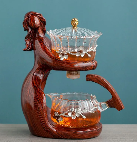 Semi-Automatic Glass Kung Fu Tea Set with Infuser