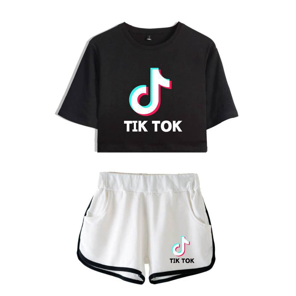 TikTok Oversized Cropped Short Sleeve Set