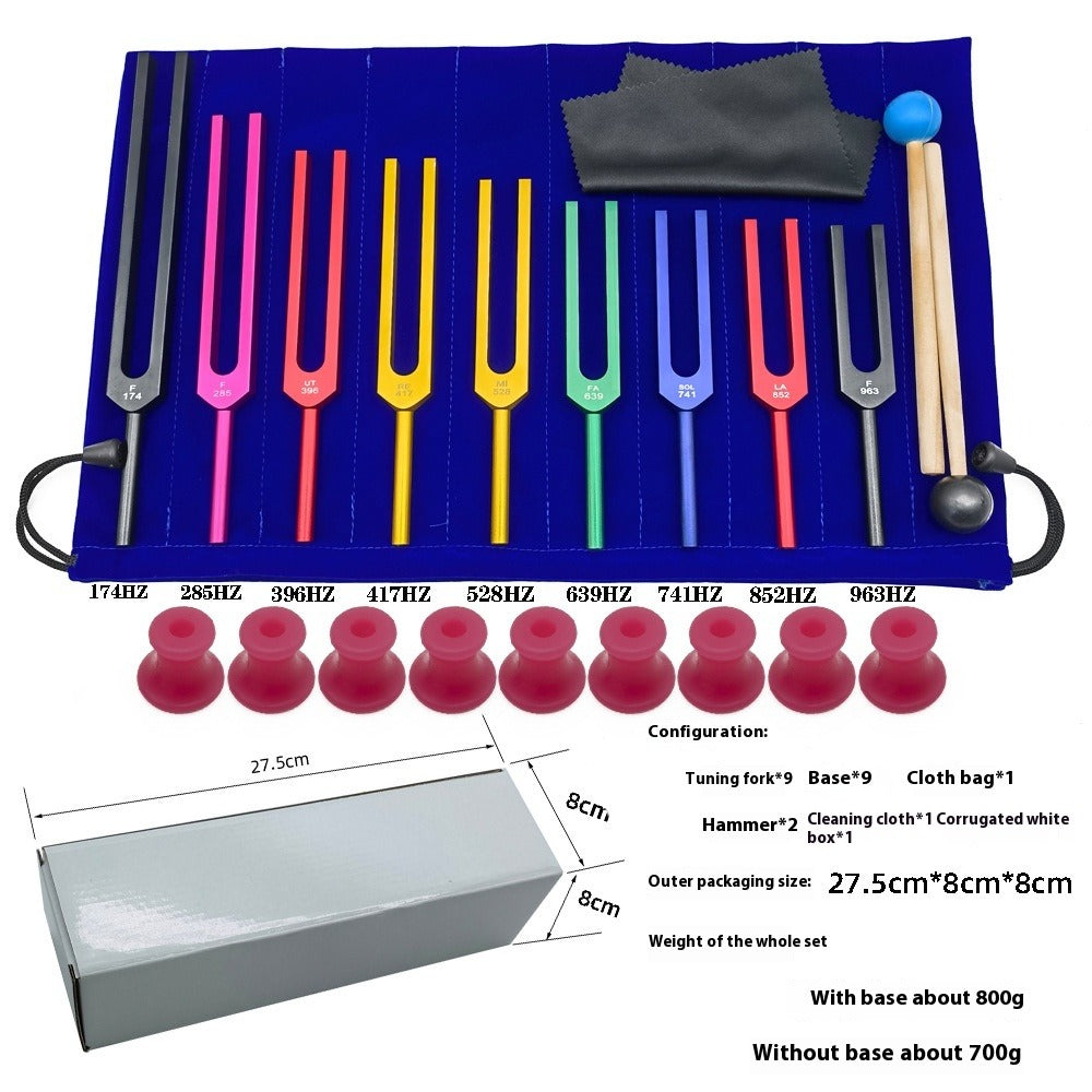 Solfeggio Tuning Fork Set, 9-Color Aluminum Alloy
