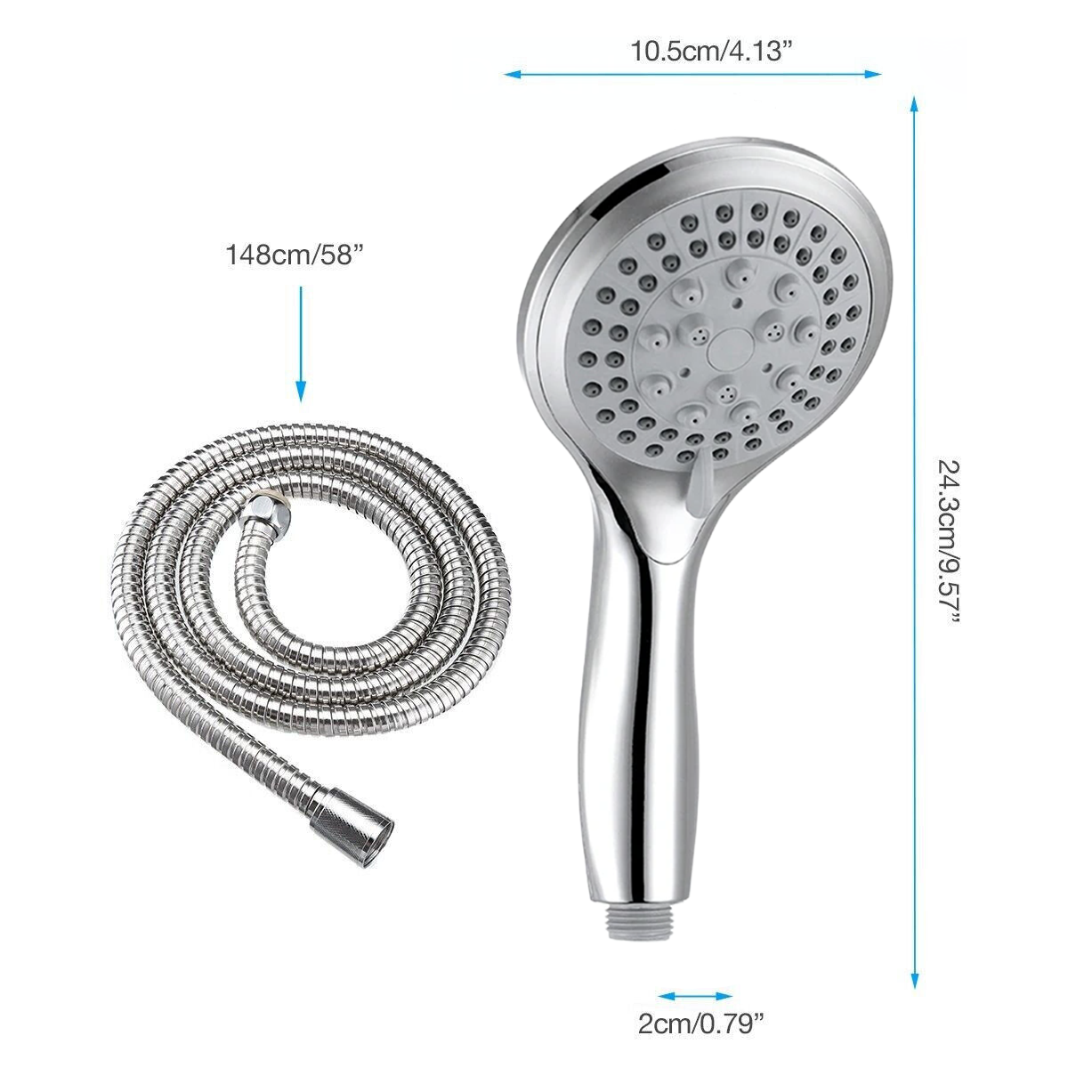 High Pressure 5 Settings Handheld Shower Heads