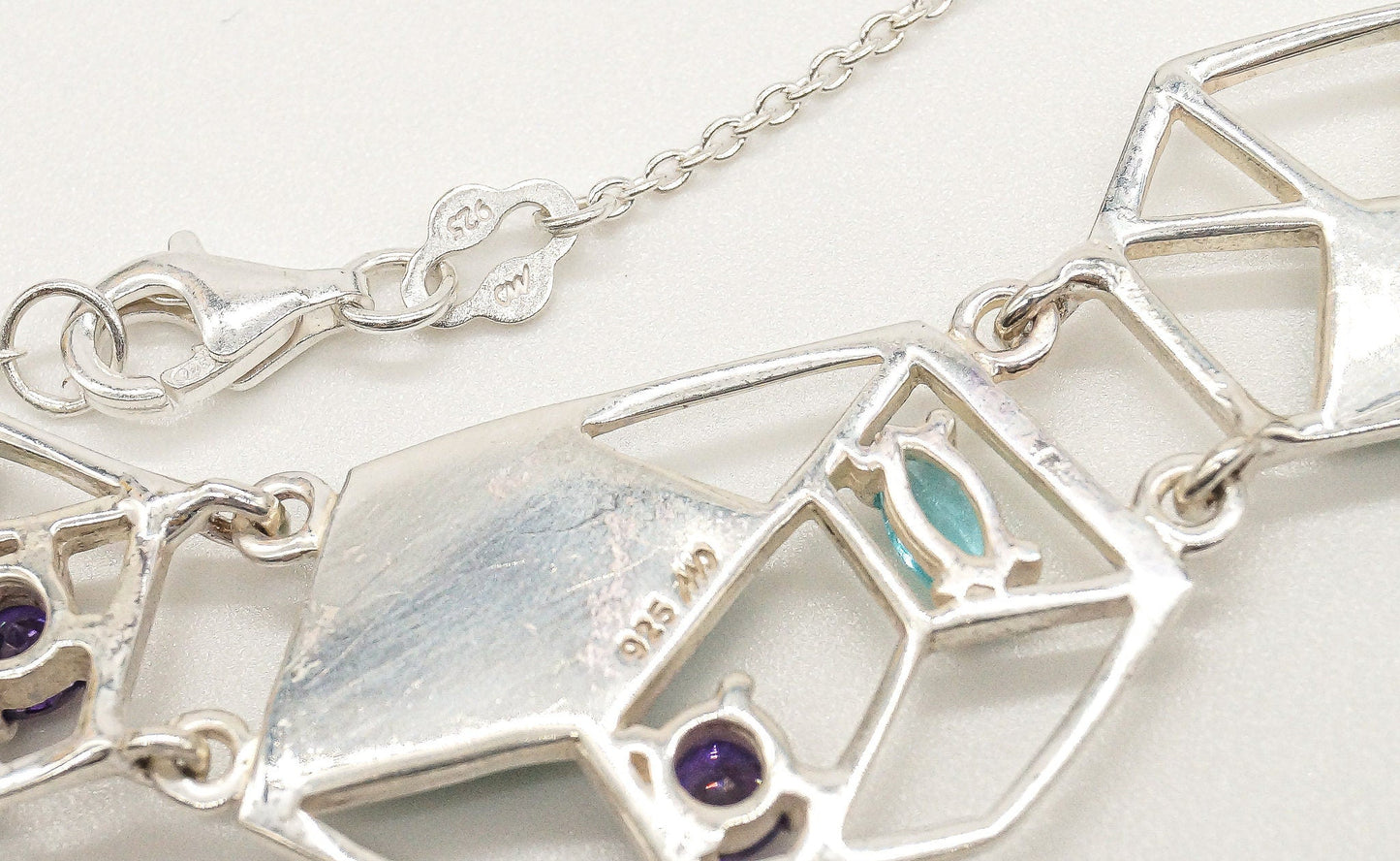 Amethyst, Blue Topaz & Turquoise Sterling Silver Necklace