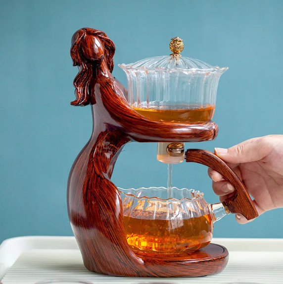 Semi-Automatic Glass Kung Fu Tea Set with Infuser