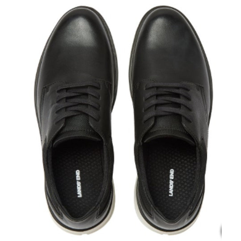 Lands' End Men's Lace-Up Sport Oxford Shoes – Size 9.5, Black Faux Leather