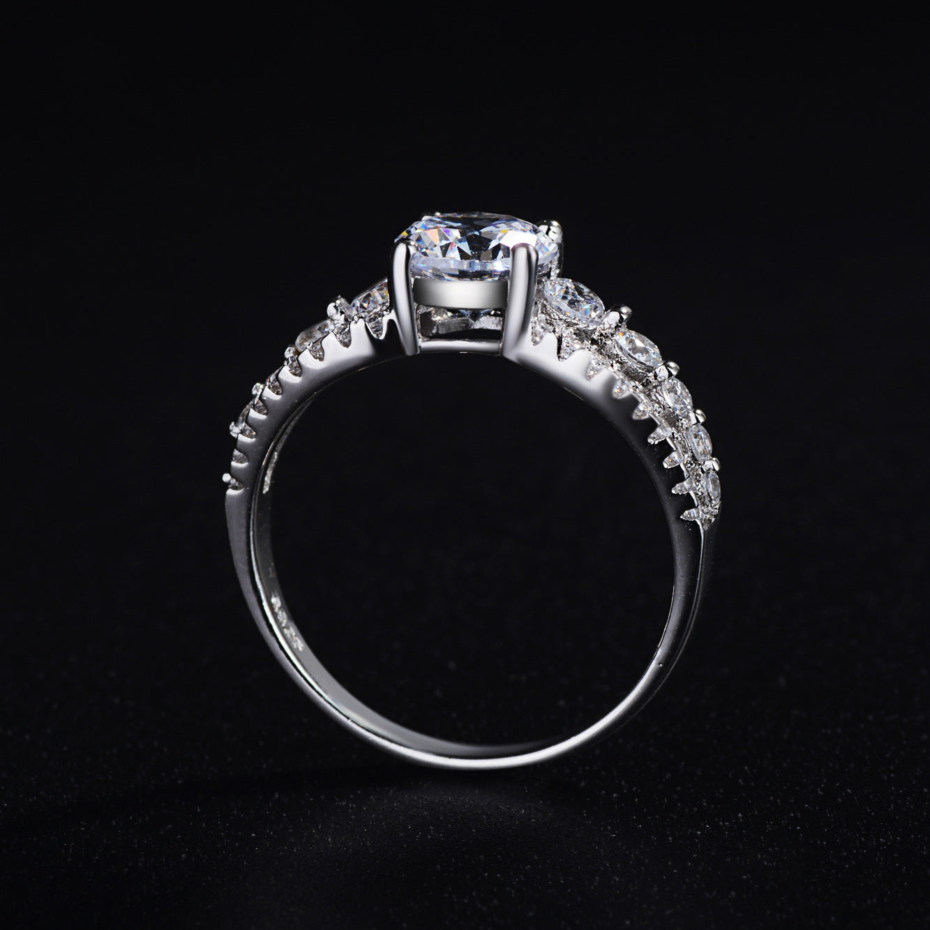 Bold Zircon Statement Ring | White Copper