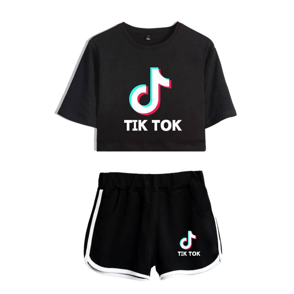 TikTok Oversized Cropped Short Sleeve Set