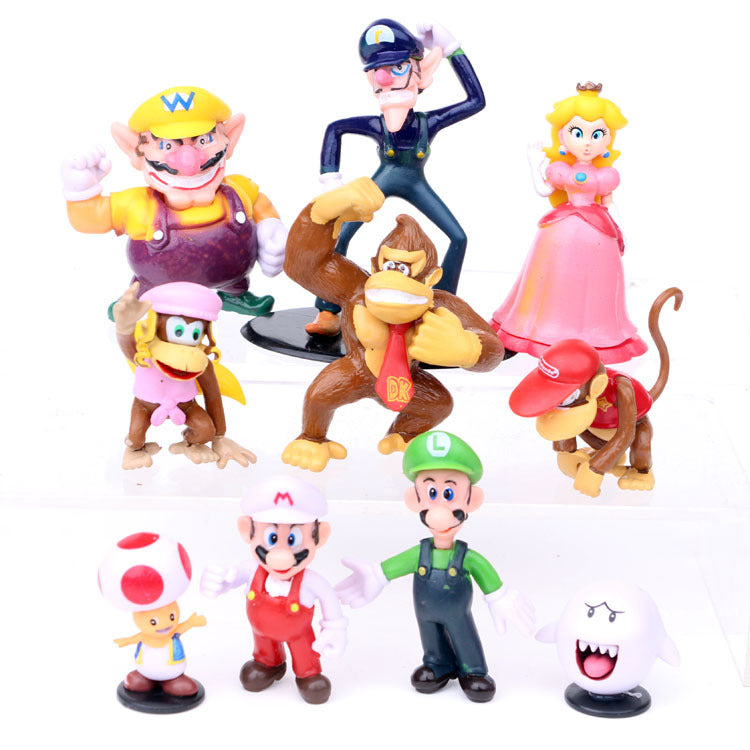 Mario Mushroom Gorilla Figurines for Cake Decor (Set of 10)