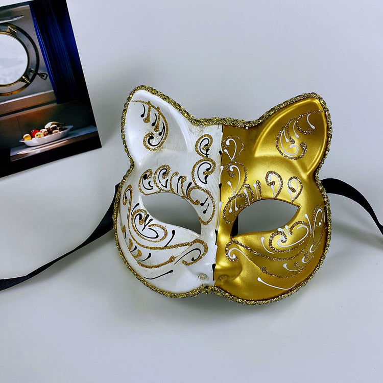 Yin-Yang Cat Half-Face Mask