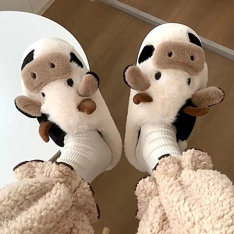 Cartoon Cute Cow House Slippers