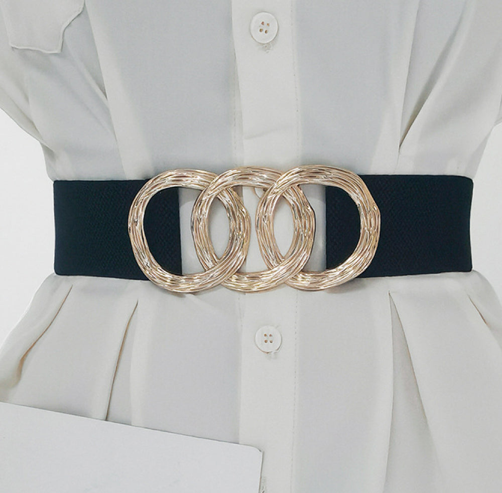 Zinc Alloy Buckle Elastic Wide Belt