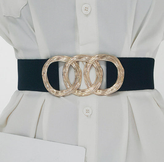 Zinc Alloy Buckle Elastic Wide Belt