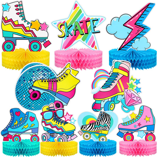 Roller Skate 9-Piece 3D Honeycomb Table Decorations