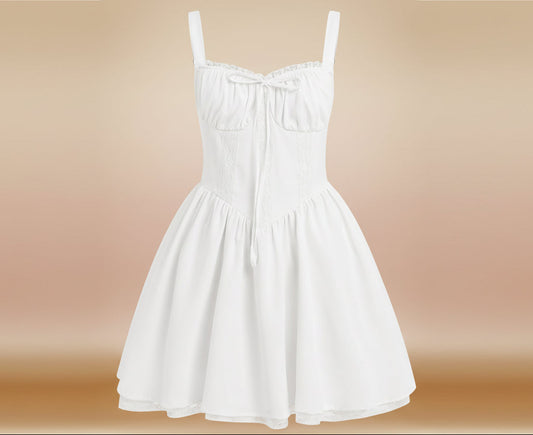 Floral Lace Corset Mini Dress – Boho Summer Bustier Sundress