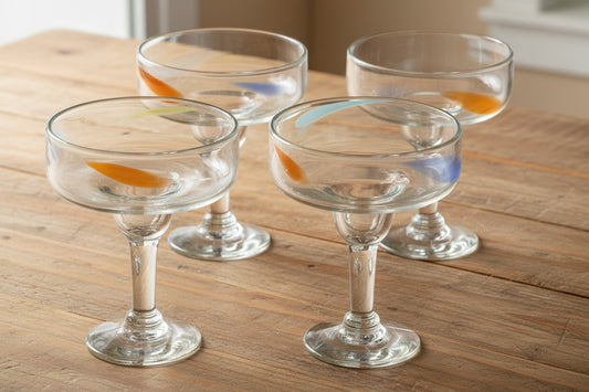 Set of 4 (16 oz) Hand Blown Mexican Margarita Glasses