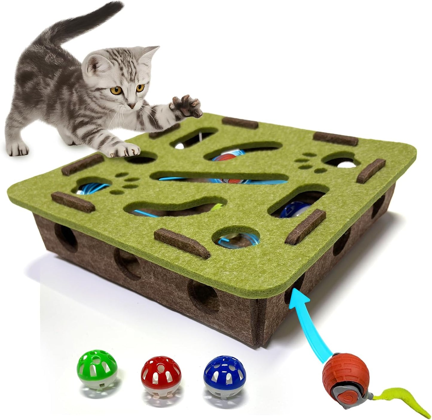 Cat Puzzle Toy with Ball for Indoor Cats