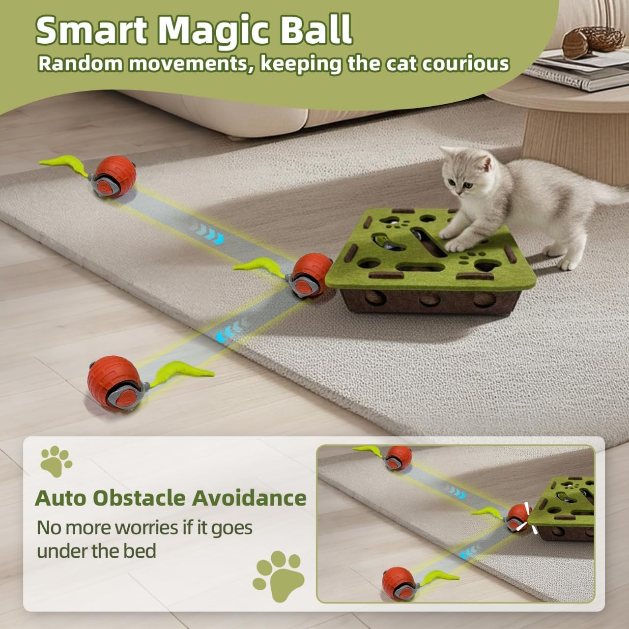 Cat Puzzle Toy with Ball for Indoor Cats