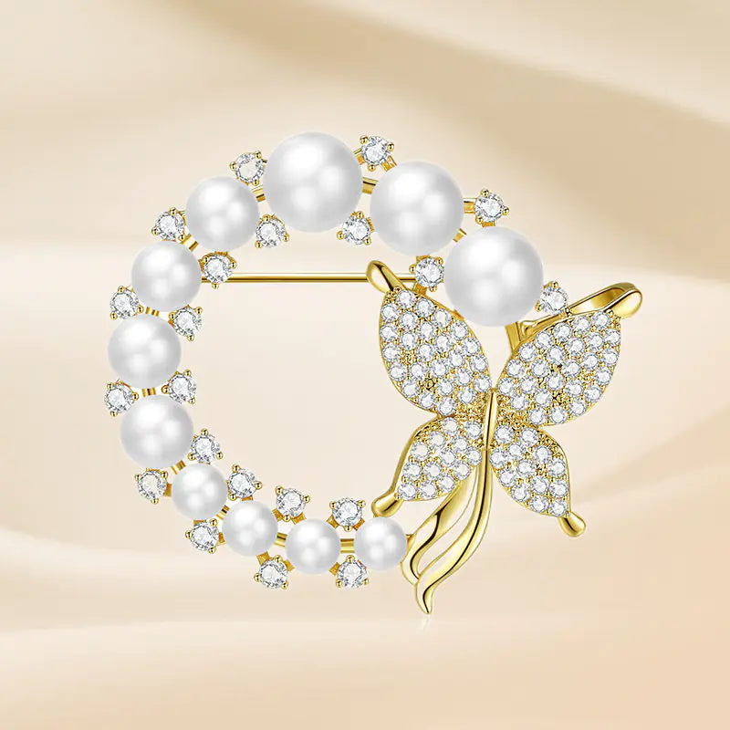 Pearl Butterfly Brooch