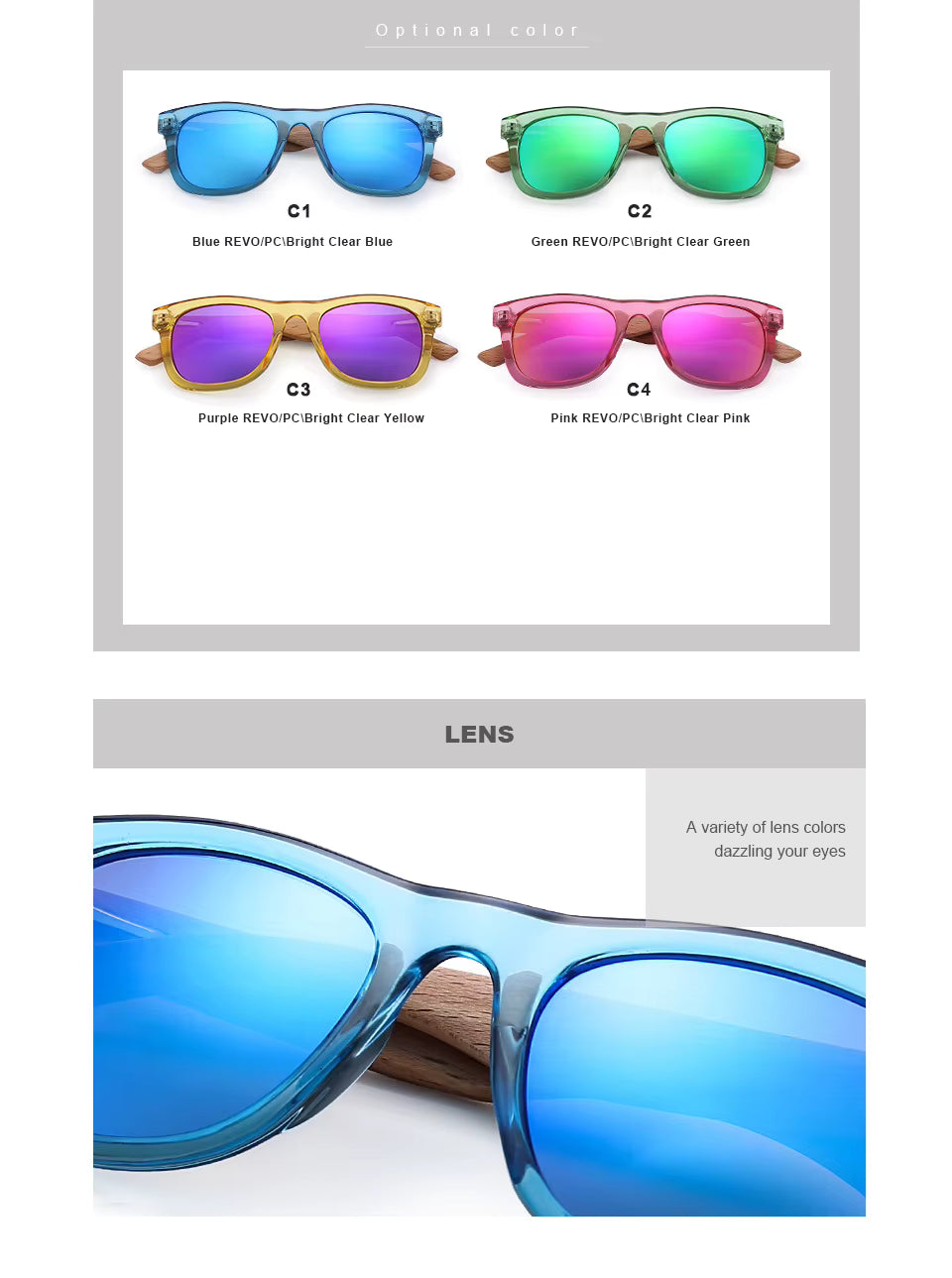 HU WOOD Children's Wooden Sunglasses