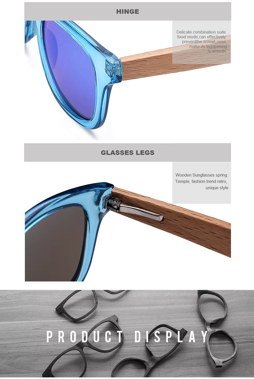 HU WOOD Children's Wooden Sunglasses