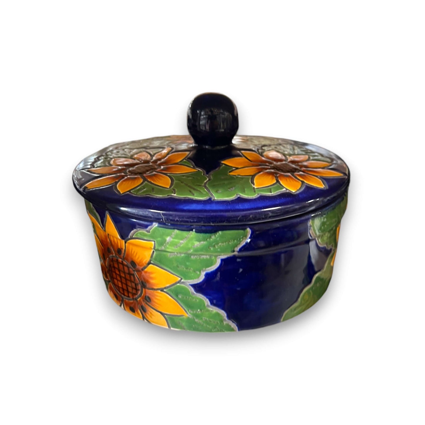 Talavera Tortilla Warmer | Handmade Sunflower Mexican Pottery