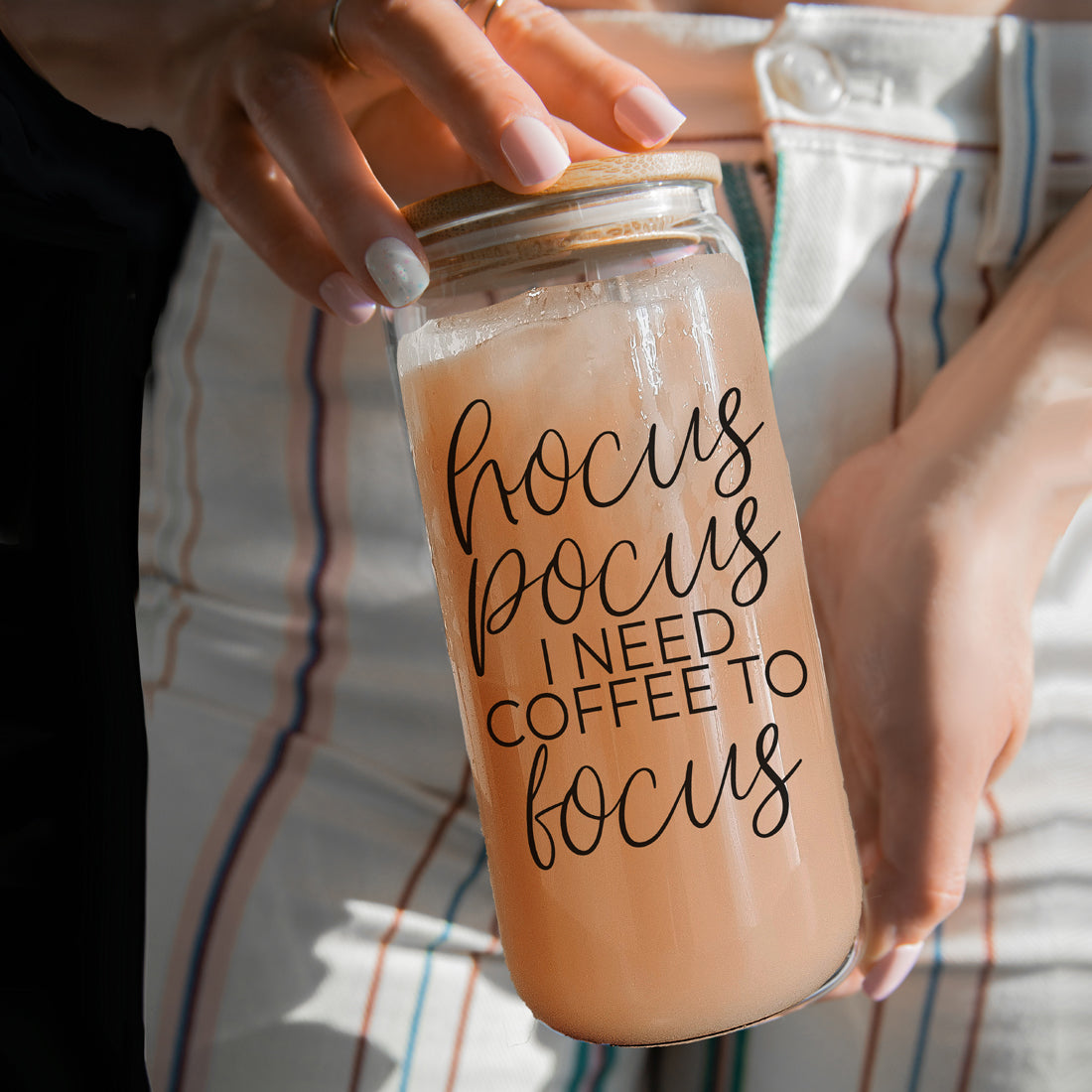 Hocus Pocus 20oz Glass Tumbler With Bamboo Lid, Stainless Straws and Cleaner