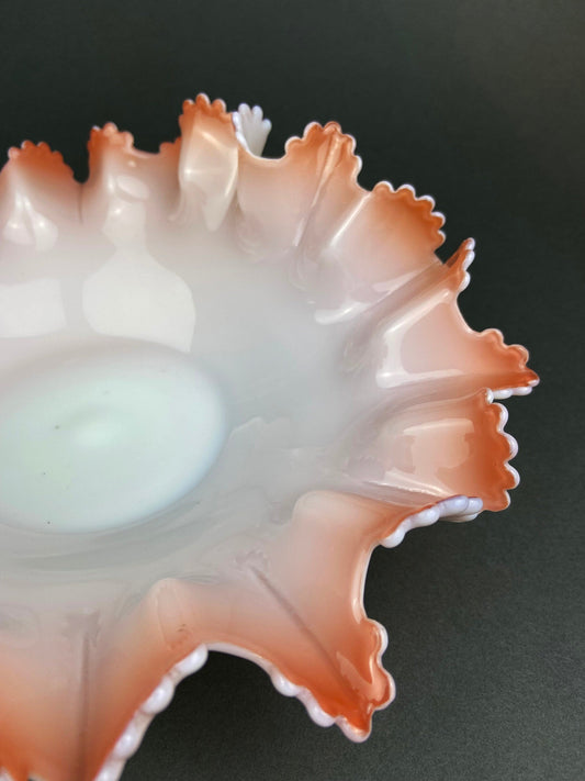 Vintage Opalescent Glass Bowl | Hand Blown Collectible