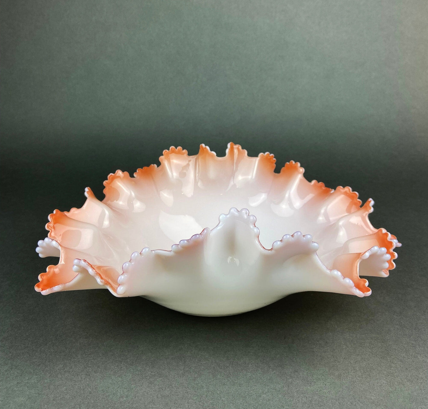 Vintage Opalescent Glass Bowl | Hand Blown Collectible
