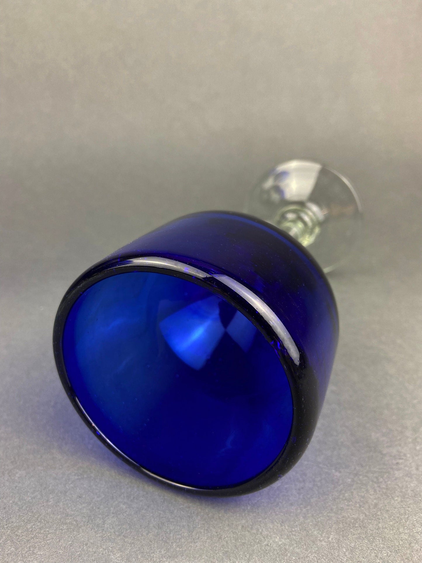 Set of Six Cobalt Blue Hand Blown Stemware