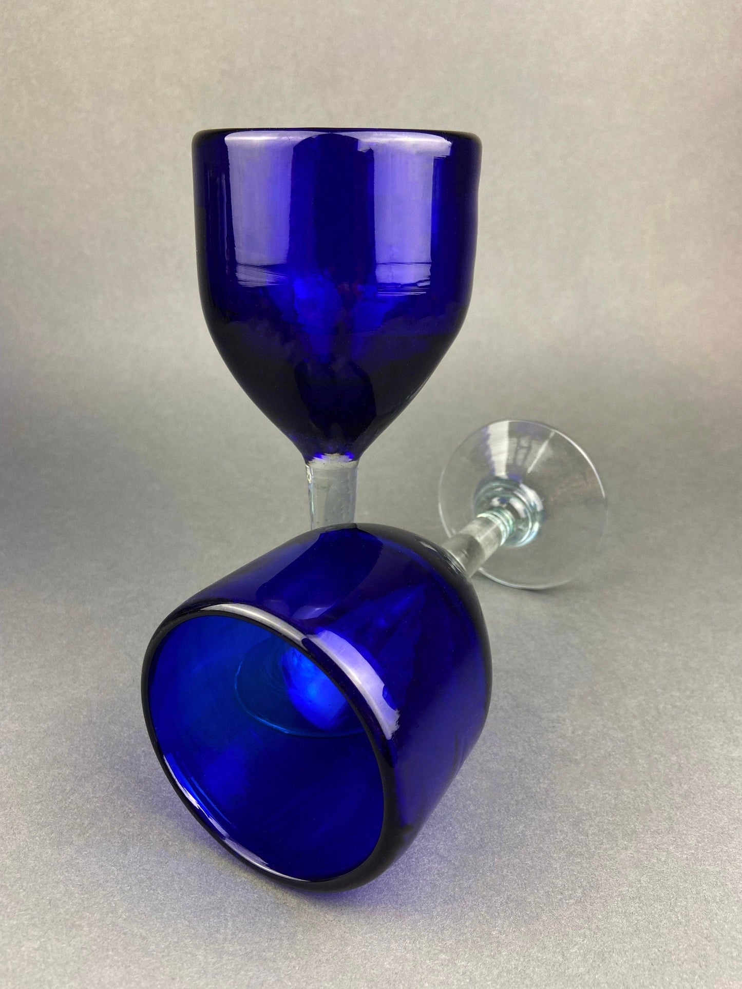 Set of Six Cobalt Blue Hand Blown Stemware