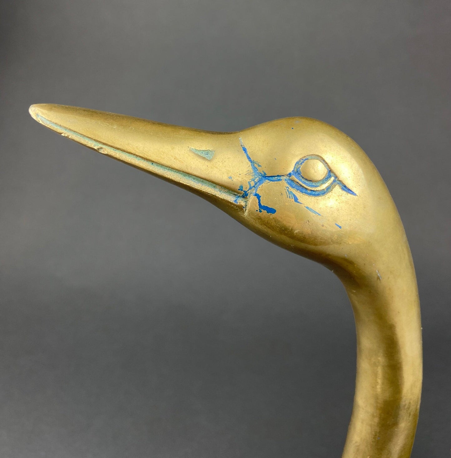 Vintage Brass Swan Planter – Bird-Shaped Herb Planter with Blue Patina