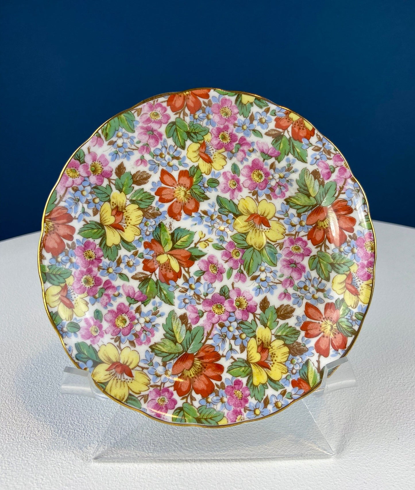 Vintage Tuscan Cup & Saucer – Hand-Painted Floral Tea Set