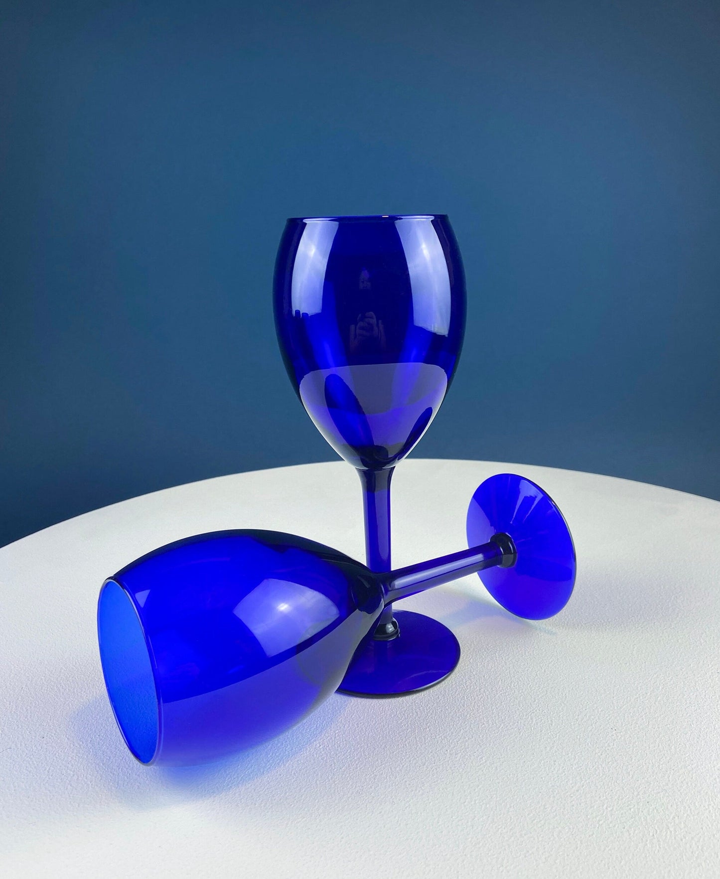 Set of Six Cobalt Blue Wine Glasses