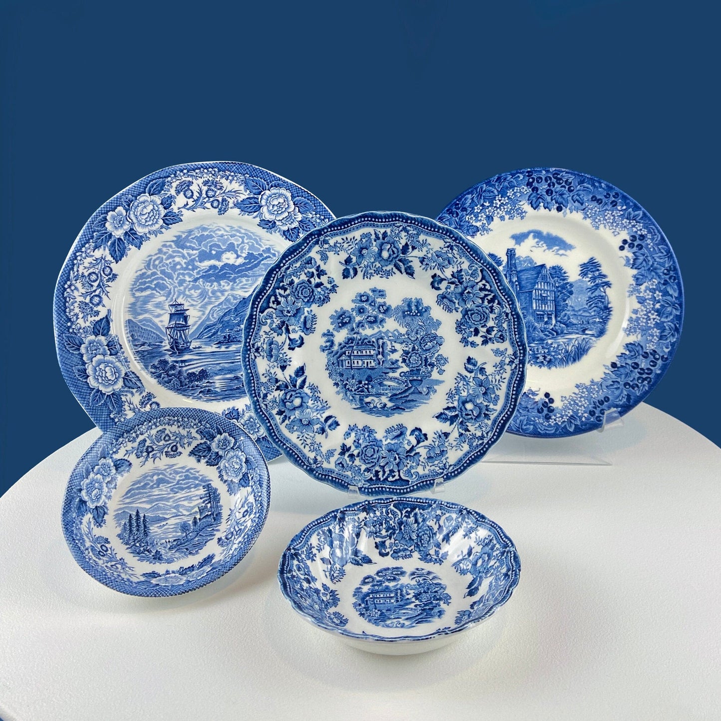 Collection of Fine English Blue White Tableware
