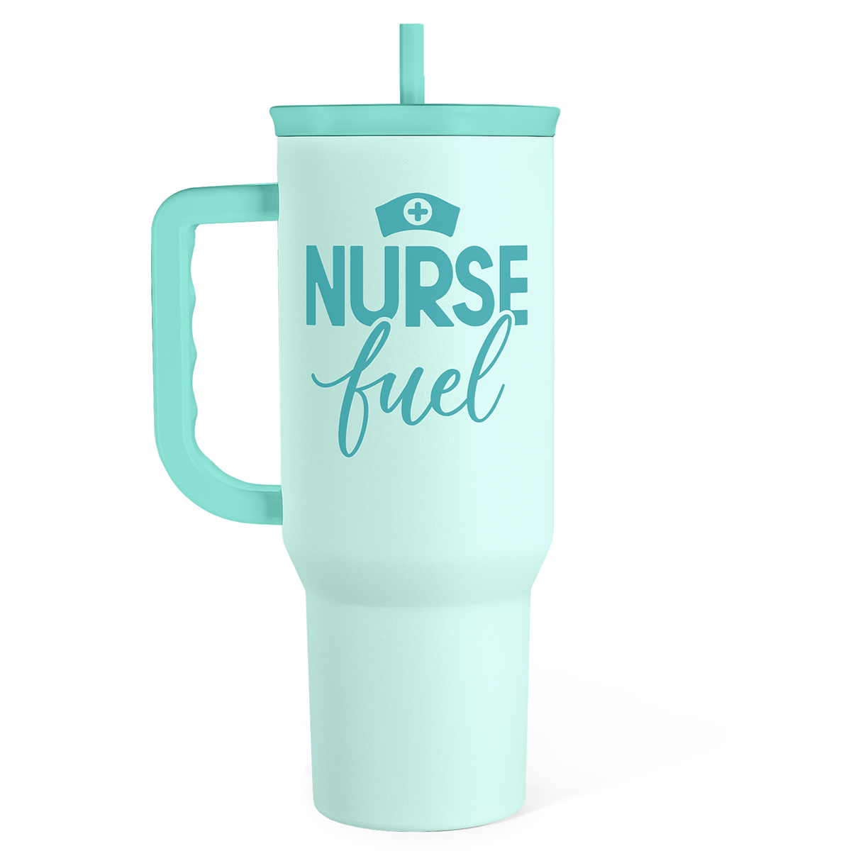 Nurse Gift Tumbler 40oz with Handle and Straw - Nurse Fuel Insulated Stainless Steel Travel Coffee Mug for Nurses Nursing Friend Student - Gifts for Nurse Week, Appreciation, Birthday, Christmas