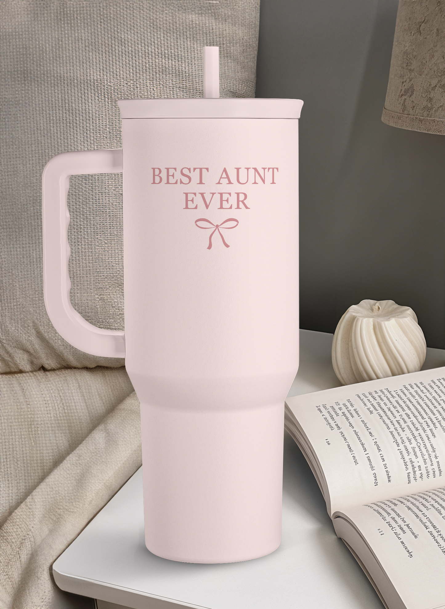 Gift for Aunt - Best Aunt Stainless Steel Tumbler with Handle, Travel Coffee Mug for Moms - Aunts Gifts for Birthday Christmas Mothers Day, 40oz