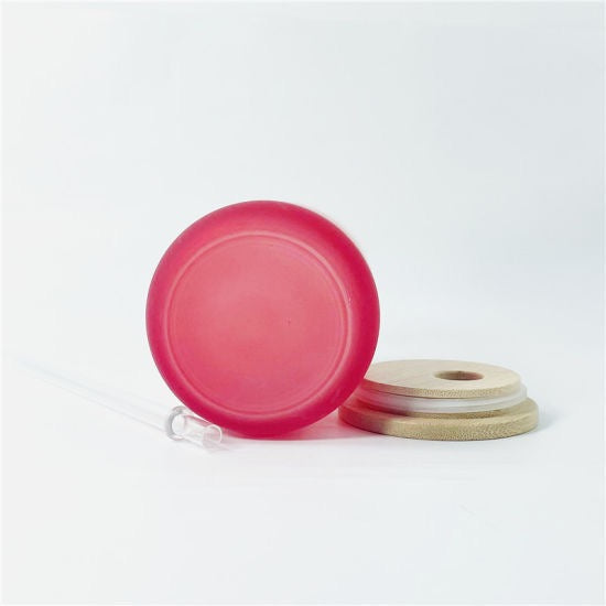 16oz Sublimation blank glass Jar Cans ombre gradient Tumblers (Includes Bamboo Lid & Straw)