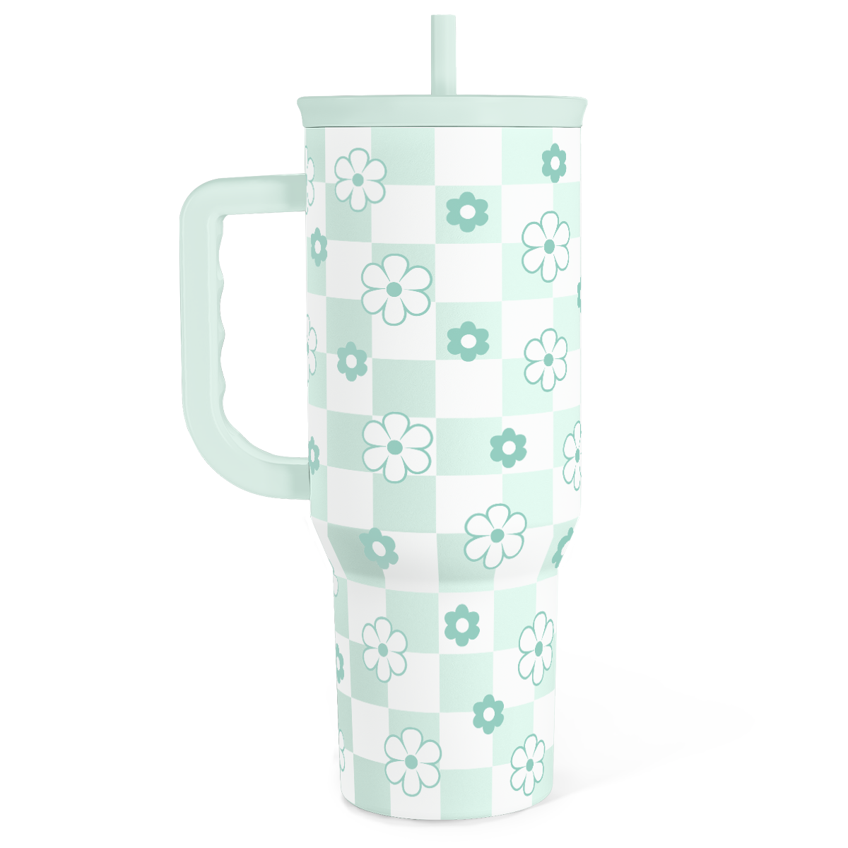 40oz Daisy Flower Tumbler with Handle and Straw