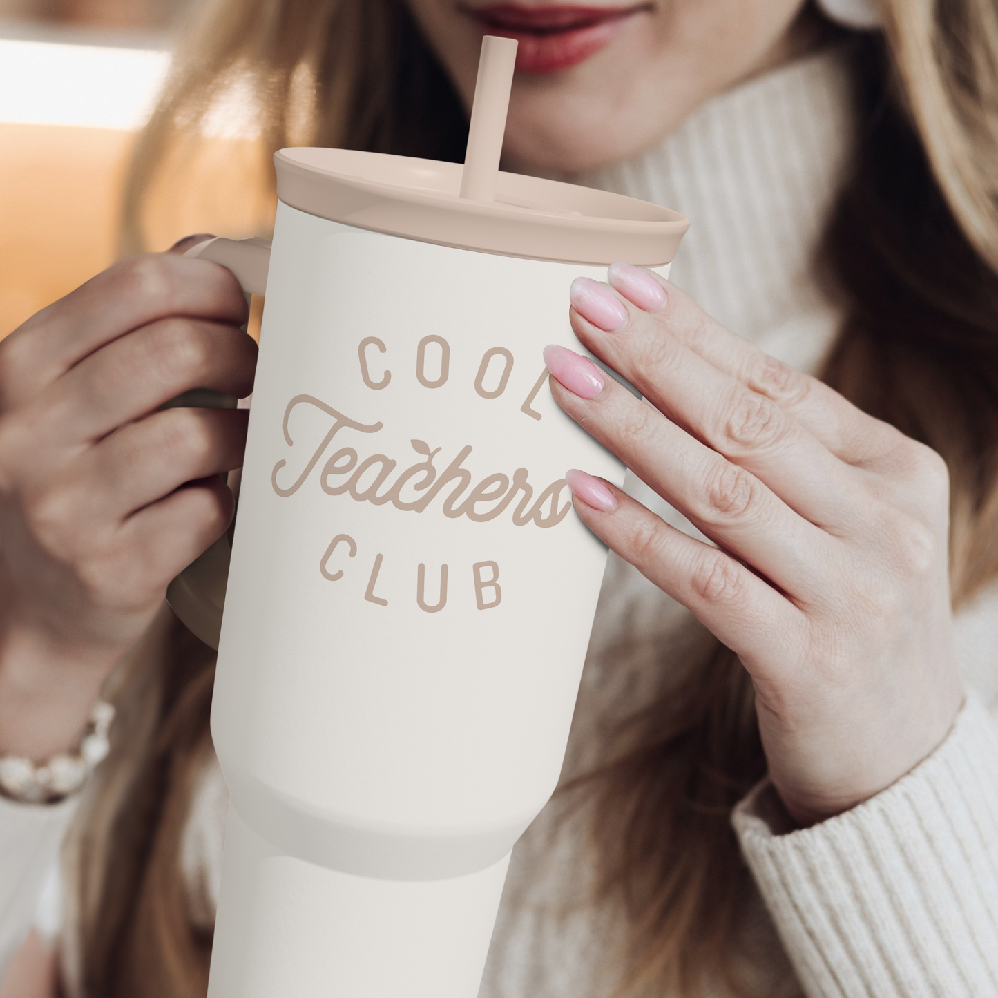 Teacher Appreciation Gift for Women - Stainless Steel Insulated Tumbler with Handle - Teachers Travel Coffee Mug Cup for Women Back to School Birthday Christmas, 40oz