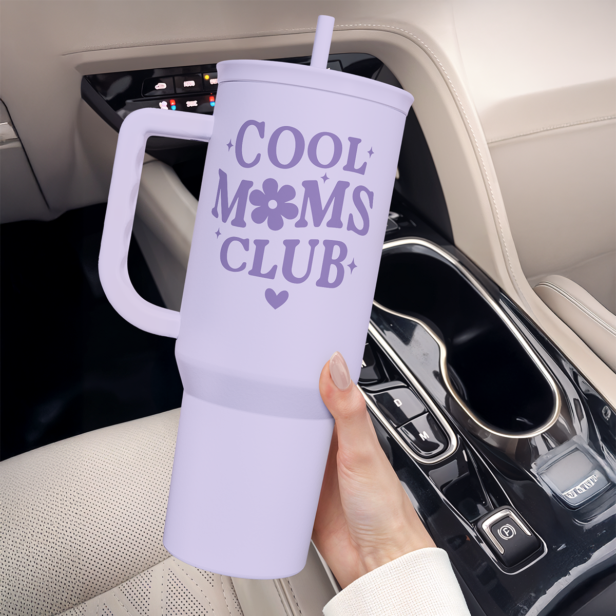 Gift for Mom - Cool Mom Club Stainless Steel Tumbler with Handle, Travel Coffee Mug for Moms - Gifts for Birthday Christmas Mothers Day, 40oz
