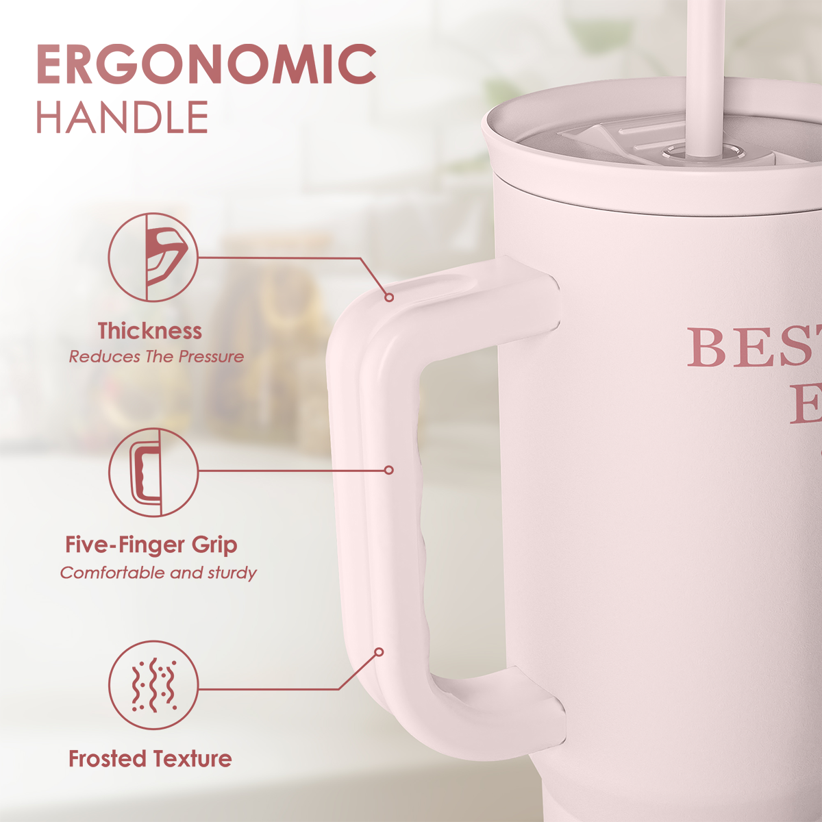 Gift for Aunt - Best Aunt Stainless Steel Tumbler with Handle, Travel Coffee Mug for Moms - Aunts Gifts for Birthday Christmas Mothers Day, 40oz