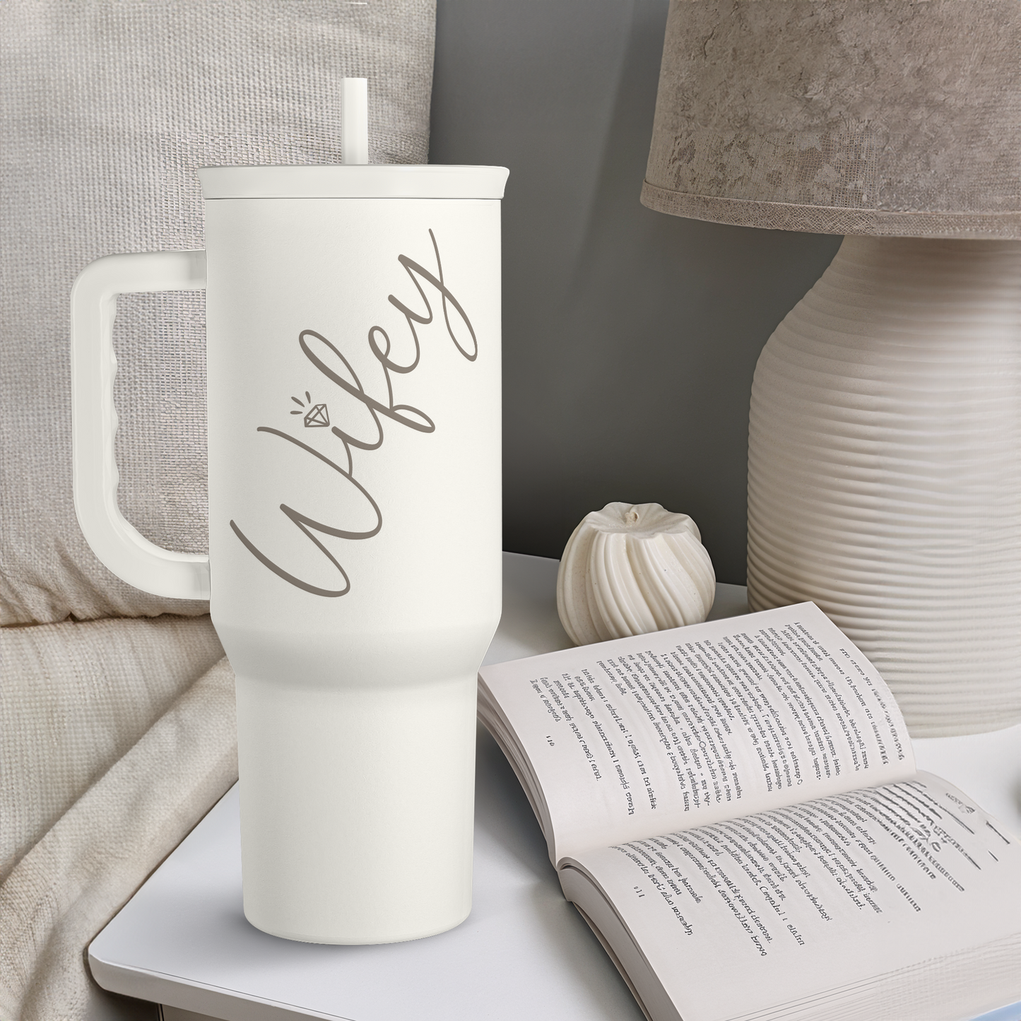 Gift for Wife from Husband-40oz Insulated Stainless Steel Tumbler with Handle and Straw, Gifts for Anniversary, Birthday, Christmas, Valentine, Coffee Travel Mug